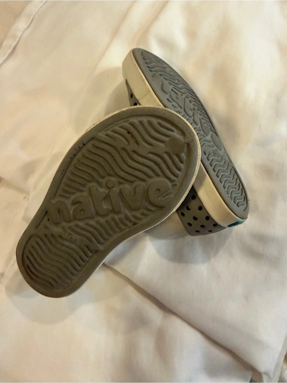 Native Kids Slip-On Water Shoes in Light Grey and White